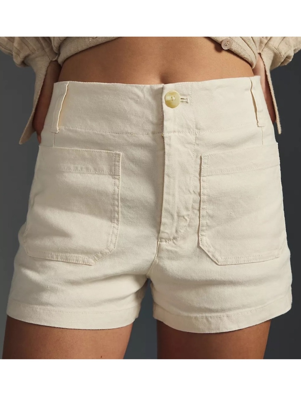 Maeve The Colette Short Linen Stretch in Ivory Size 28 Anthropologie